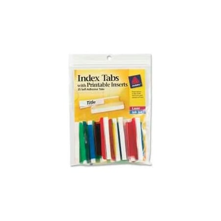 Avery Avery Self-Adhesive Index Tabs with Printable Inserts, 2" Width, Assorted, 25 Tabs/Pack 16239